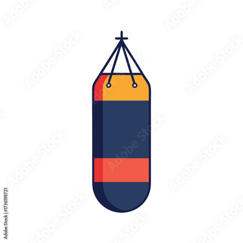 Punching Bag Icon with Red and Yellow Accents Keywords: punching bag, boxing, sports, fitness