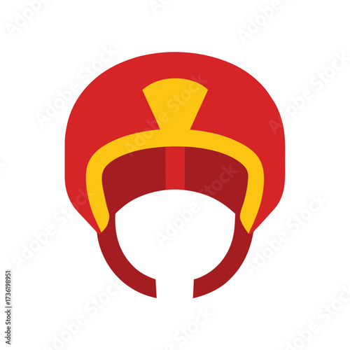 Red and Yellow Jockey Helmet Icon horse racing sport