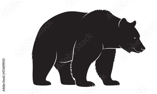 Powerful Bear Silhouette A Majestic Depiction of Wildlife Strength A Striking Vector Illustration of a Wild Animal in Profile
