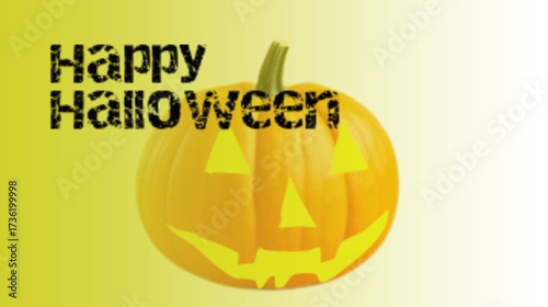 Happy Halloween Poster Design with scary pumpkin