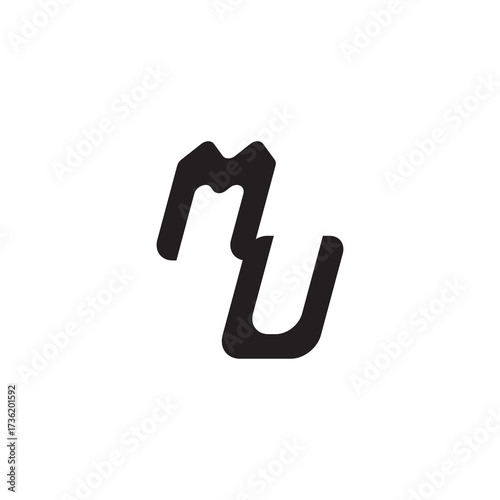 Initial Bold Logo Unique minimalist overlaping MU Monogram Simple Design Alphabet