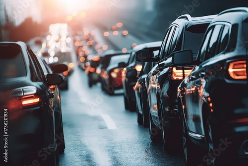 Wallpaper Mural Close-up of City Traffic Jam During Rush Hour Torontodigital.ca