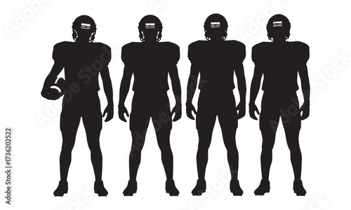 Silhouette of Football Players Displaying Strength and Teamwork Standing Side by Side Ready for the Big Game