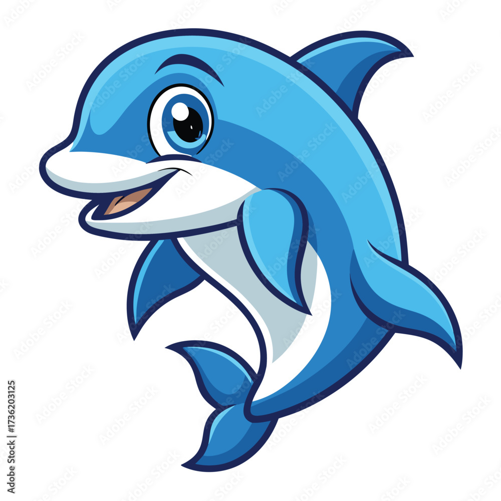 Obraz premium cute dolphin jumping with ball in ocean cartoon