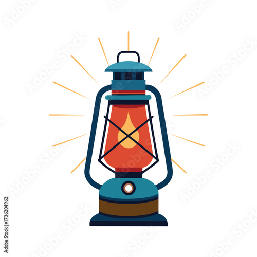 Vintage oil lantern with glowing light Keywords: lantern, oil lamp, kerosene lamp, vintage