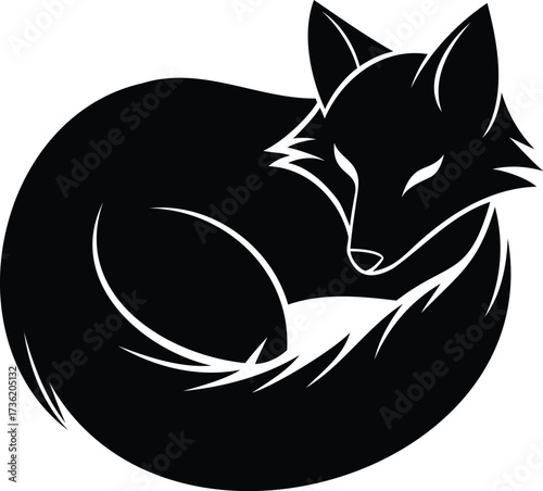 Sleeping Fox Silhouette Logo