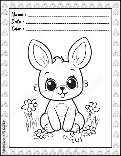 Bold and Easy Easter Coloring Page & Book for Adults and Kid. High resolution (300 DPI), Ready to print on standard 8.5x11-(A4) inch paper With (No Bleed), Black and White. Vector illustration