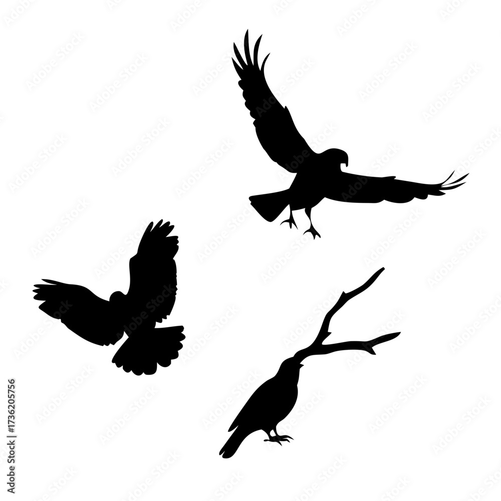 Fototapeta premium Wildlife Vector Illustration Silhouette of Wild Animals in Forest Safari Wildlife Vector Scene Jungle Wildlife Illustration Wild Animal Silhouette Collection