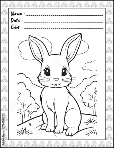 Bold and Easy Easter Coloring Page & Book for Adults and Kid. High resolution (300 DPI), Ready to print on standard 8.5x11-(A4) inch paper With (No Bleed), Black and White. Vector illustration