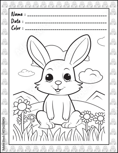 Bold and Easy Easter Coloring Page & Book for Adults and Kid. High resolution (300 DPI), Ready to print on standard 8.5x11-(A4) inch paper With (No Bleed), Black and White. Vector illustration