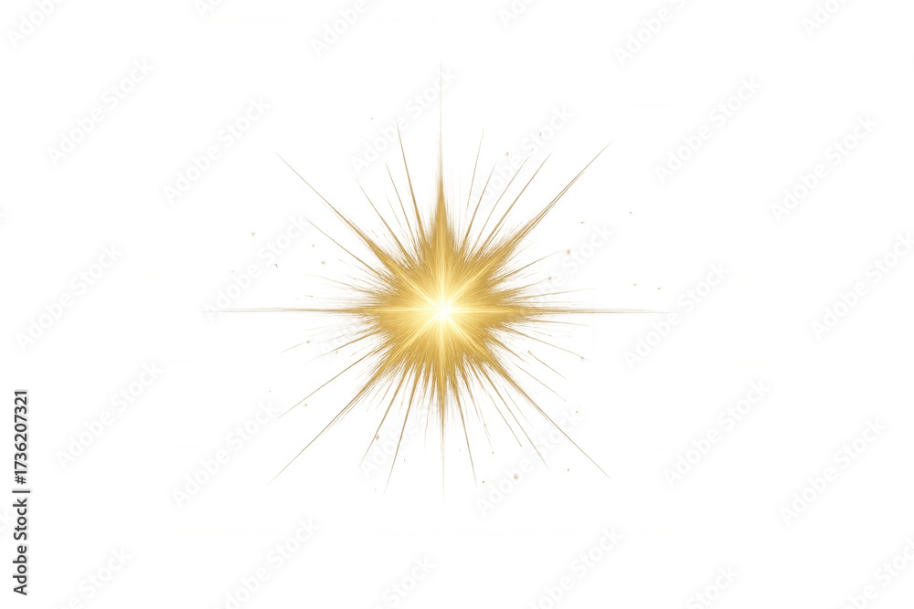 Obraz premium Golden light lens flare effect simulating sun starburst glow, abstract bright sparkling light with transparent background