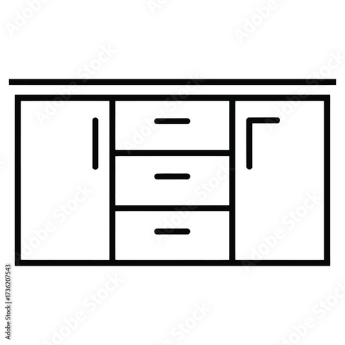 Illustration of a cabinet with drawers, perfect for furniture designs, storage solutions, or interior decor projects, clean and simple