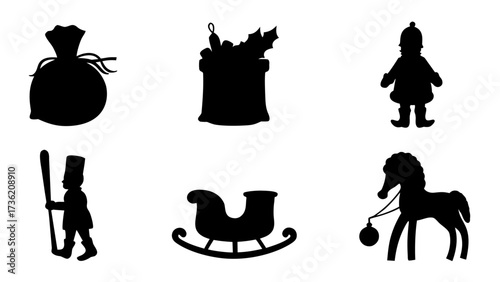 Silhouette Christmas Icons Festive Holiday Symbol Collection