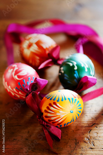 Traditional Czech hand-painted Easter decorations