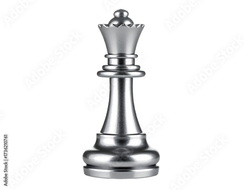Silver chess queen piece isolated on transparent background