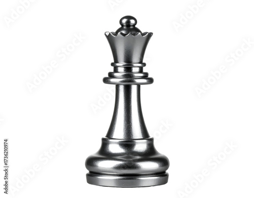 Silver chess queen piece isolated on transparent background