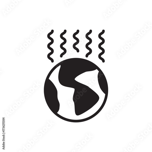 Global Warming Hot Earth Climate Change Solid Glyph