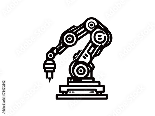 A robotic arm is engaged in precise work in an industrial setting, demonstrating advanced automation capabilities. This technology enhances efficiency in production.