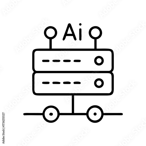 Artificial intelligence server rack line icon