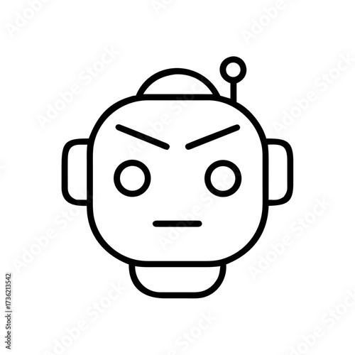 Angry robot or frowning android face icon