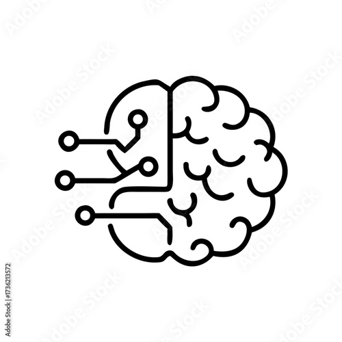 Digital brain and circuit artificial intelligence icon