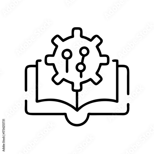 Machine learning education and technical book icon
