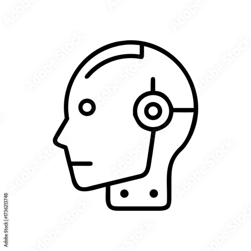 Artificial intelligence robot head profile icon