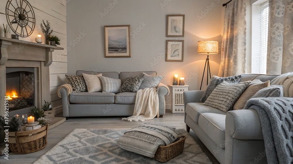 Fototapeta premium living room with fireplace