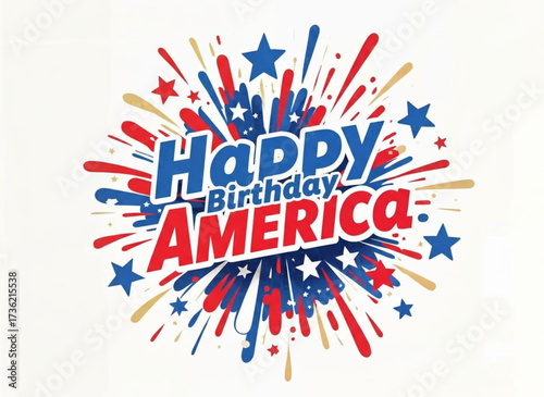 Happy Birthday America fireworks Graphic element isolated background