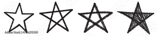 Aesthetic hand drawn chalk star set