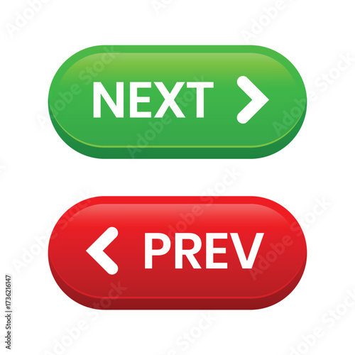 Glossy Directional Navigation Button Set with Next and Previous Indication