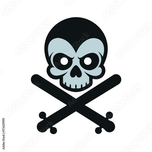 Cartoon Skull And Crossbones Icon Keywords: skull, crossbones, pirate, danger, warning, symbol