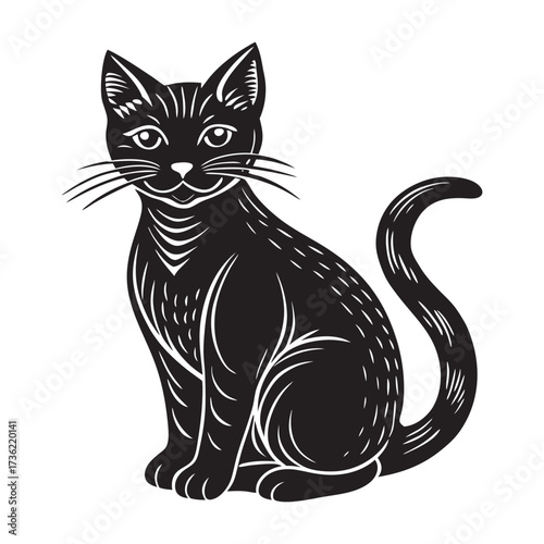Cat Sitting Silhouette Vector Illustration