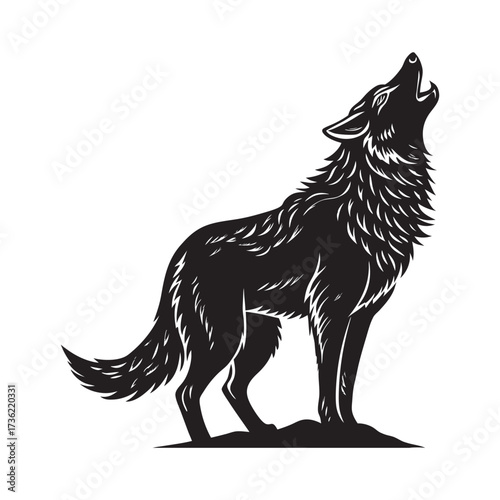 Wolf Howling Silhouette Vector Design