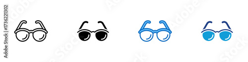 Glasses Multiple Style Icon Design Vector - Eyeglasses symbolizing eyewear, fashion accessory, or vision correction tool