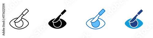 Eye Surgery Multiple Style Icon Design Vector - Eye with surgical tool, representing vision surgery, correction, or medical treatment