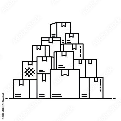 Stack of boxes icon outline pile of cardboard cartons, symbolizing storage, moving, shipping, and delivery