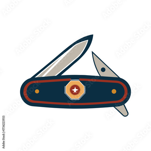 Open pocket knife with two blades Keywords: pocket knife, folding knife, multi-tool, knife