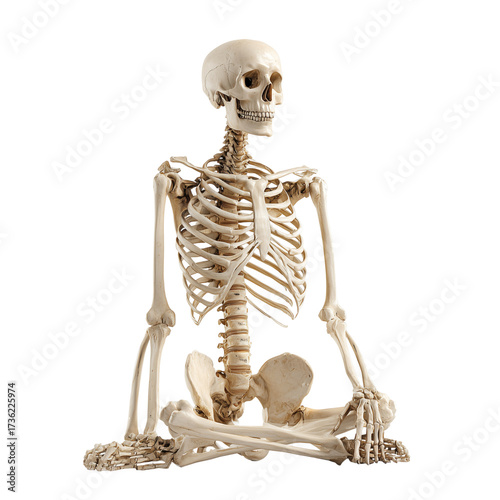 A realistic skeletal model, showcasing intricate bone structure in detailed view.