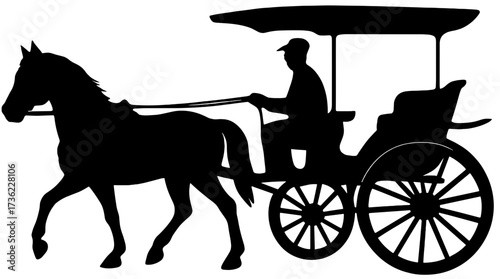 Traditional Horse Carriage Silhouette Vector | Vintage Transport Illustration
