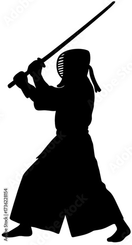Kendo Samurai Sword Fighter Silhouette Vector | Japanese Martial Arts Illustration