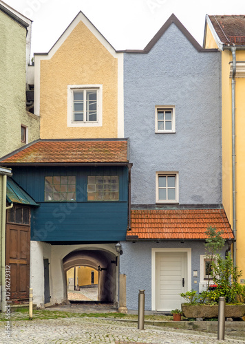Old town of Schärding, Austria, known for its colourful houses 
