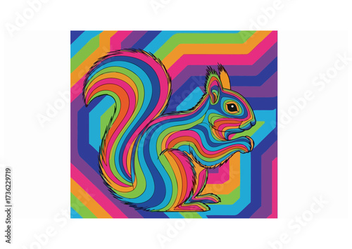 Stylized squirrel silhouette in orange, representing nature and wildlife