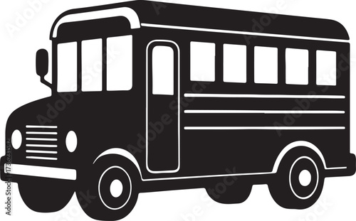 school bus silhouette, vector and illustration, black and white