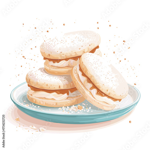 Traditional Alfajores Sandwich Cookies Vector Illustration