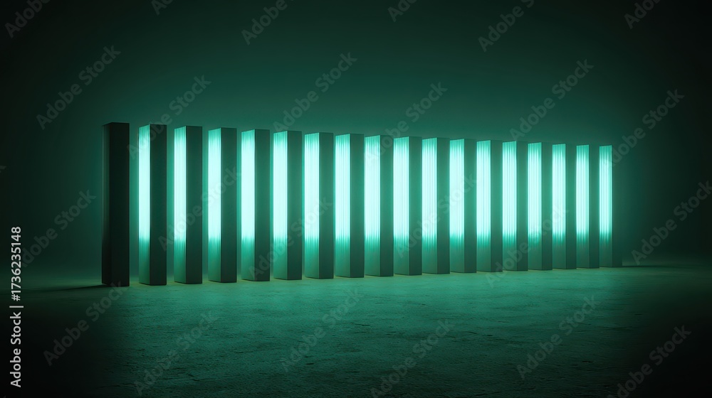 Fototapeta premium Abstract Glowing Neon Lights Installation in an Urban Setting