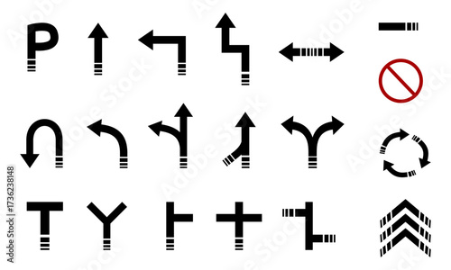 Transport Symbols and Road Arrows Vector Set