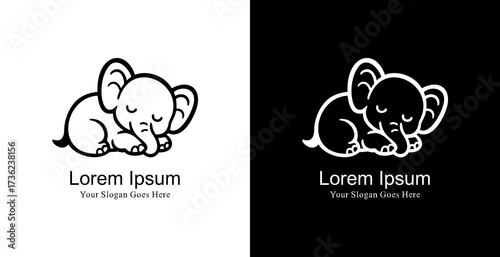 Logo design in the form of a sleeping baby elephant