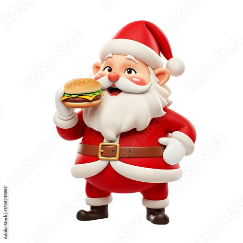 Santa Claus Eating a Juicy Hamburger
