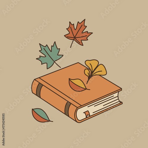 Vintage Retro Autumn Book Illustration